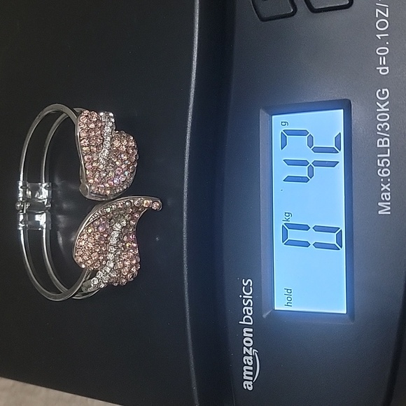 🏷ALDO BRACELET/BANGLE W/ 2 LEAF pink stone  studded silvertoned Hinged bracelet - Picture 10 of 10